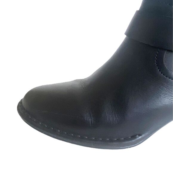 Ugg Atwood Black Buckle Strap Zip Moto Heel Boots Womens Stacked Heel 9 -Scratch - Picture 8 of 8